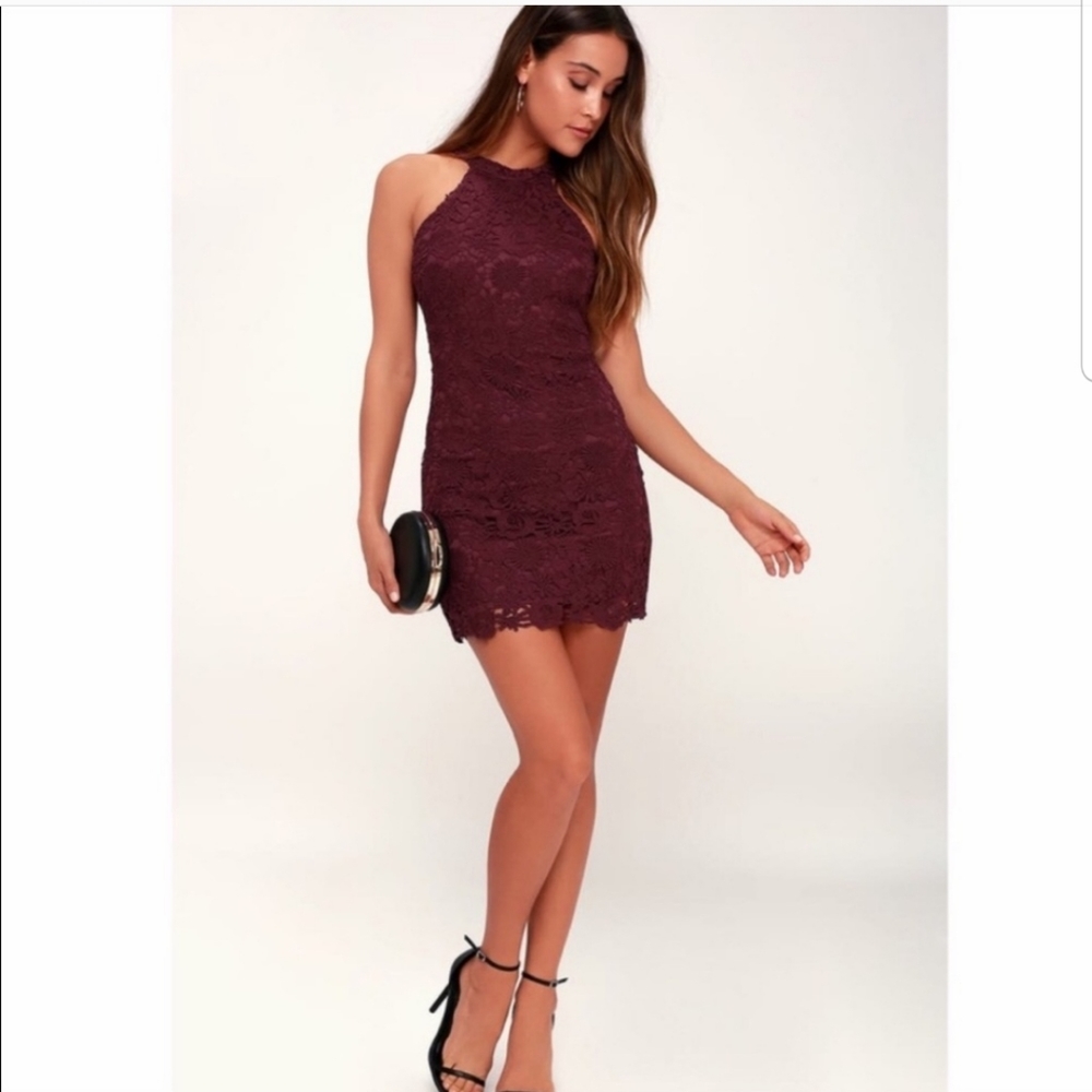Lulu's Love Poem Halter Lace Dress